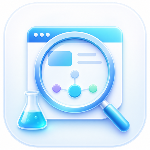 InspectLab app icon: a browser window under a magnifying glass, beside a laboratory flask